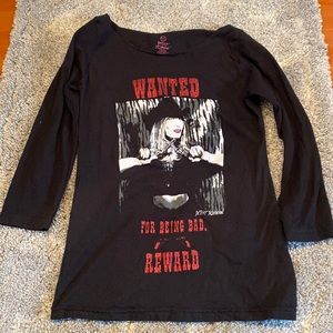 RARE Betsey Johnson Wanted for being bad 3/4 sleeve top VTG Y2k